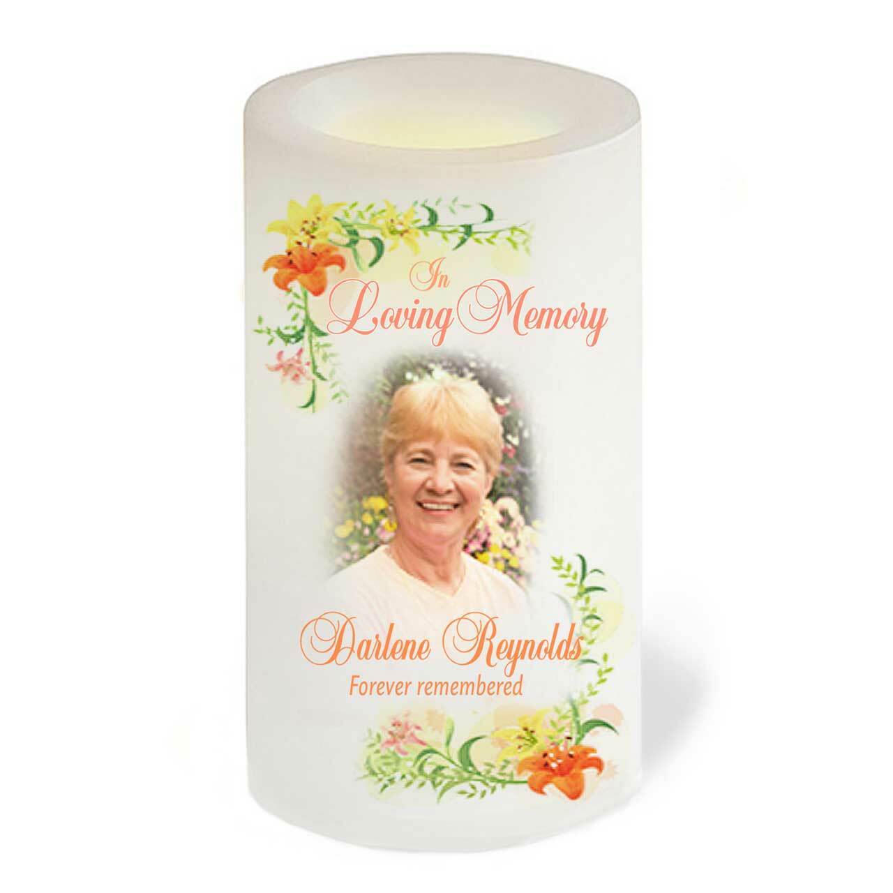 Lily Personalized Flameless LED Memorial Candle - Celebrate Prints