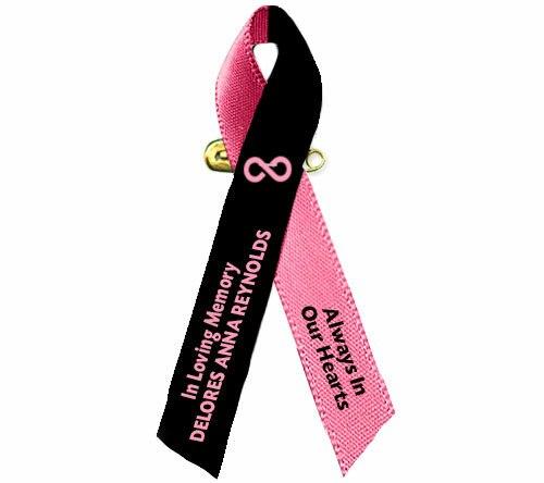 Loss of A Female Loved One Awareness Ribbon (Black/Pink) - Pack of 10 - Celebrate Prints