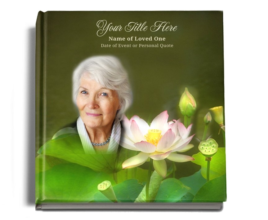 Lotus Perfect Bind Funeral Guest Book 8x10 - Celebrate Prints