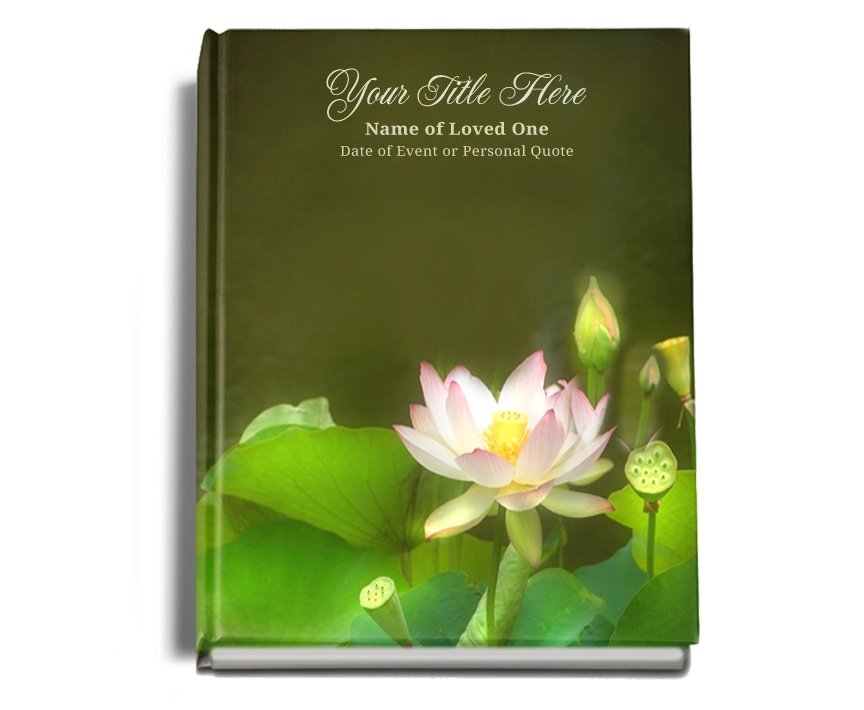Lotus Perfect Bind Funeral Guest Book 8x10 - Celebrate Prints