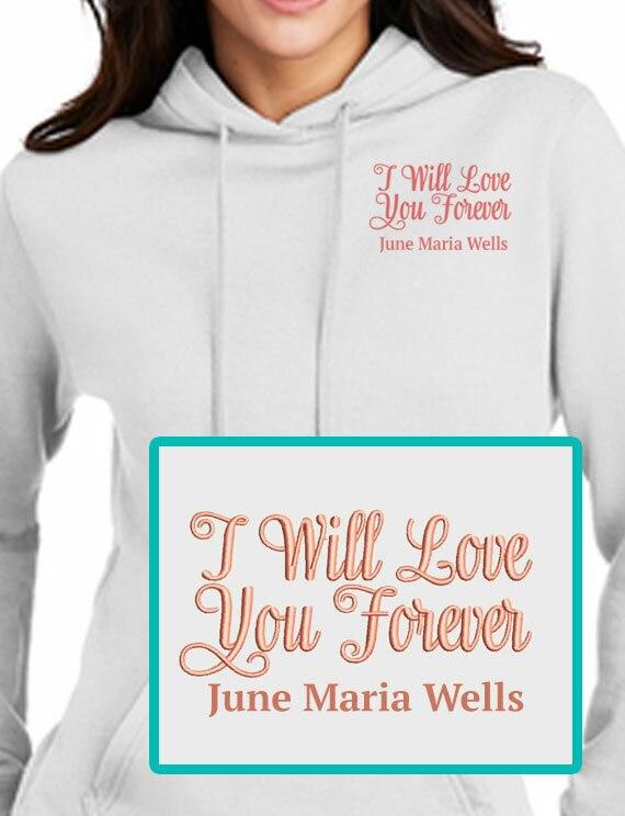 Love Forever Embroidery Fleece Hooded Memorial Sweatshirt (Ladies-Men) - Celebrate Prints