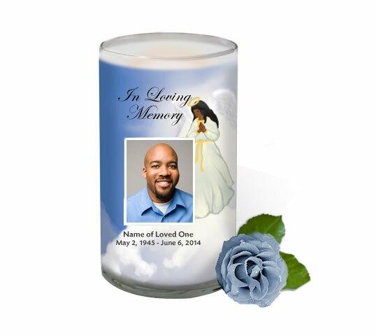 Lovely Angel Personalized Glass Memorial Candle - Celebrate Prints
