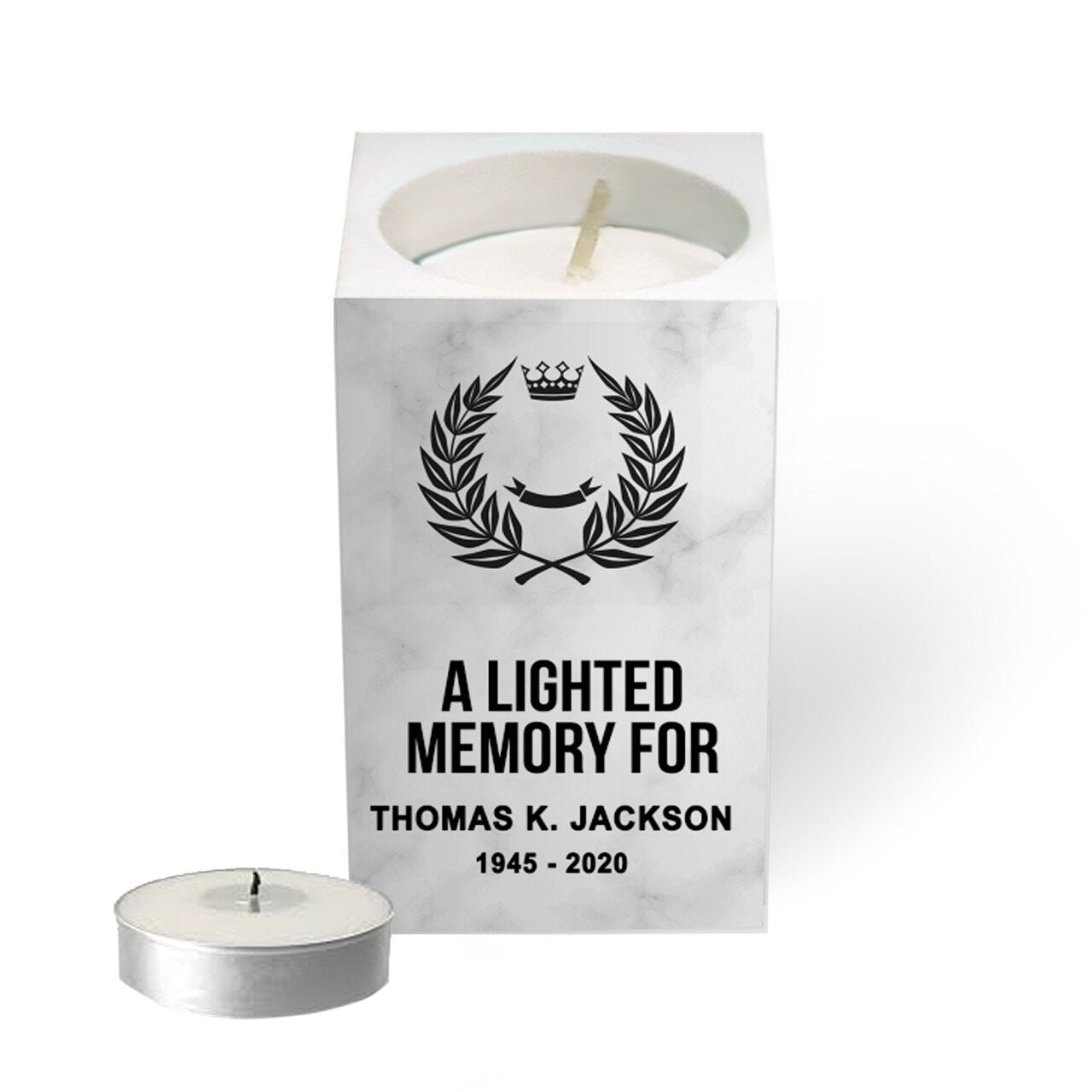 Marble Personalized Mini Memorial Tea Light Candle Holder - Celebrate Prints