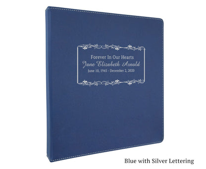 Memorial Funeral Guest Book Binder Leatherette Garland - Celebrate Prints