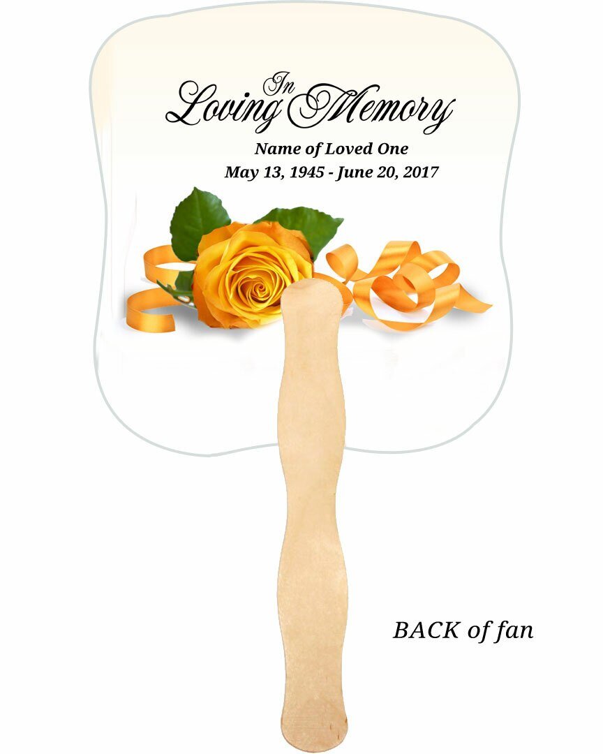 Memory Memorial Fan With Wooden Handle (Pack Of 10) - Celebrate Prints