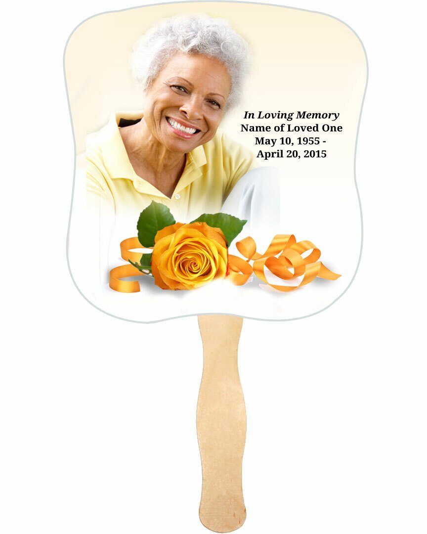 Memory Memorial Fan With Wooden Handle (Pack Of 10) - Celebrate Prints