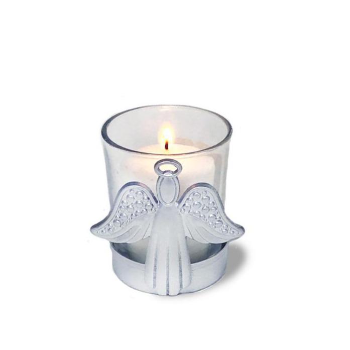 Metal Angel Memorial Votive Holder With Candle - Celebrate Prints