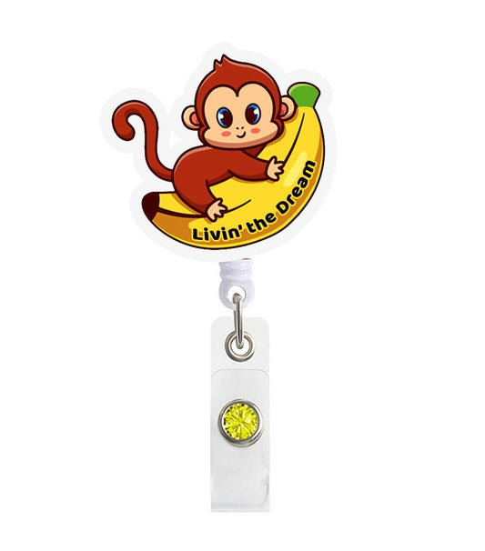 Monkey Banana Acrylic Badge Reel Holder - Celebrate Prints