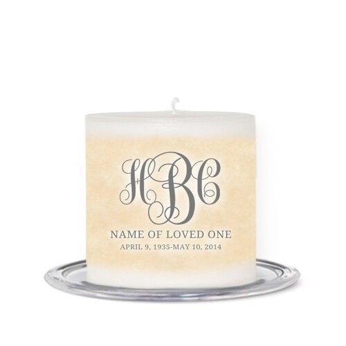 Monograms Personalized Small Wax Memorial Candle - Celebrate Prints
