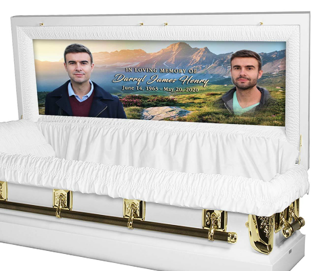 Mountain Landscape Personalized Casket Panel Insert - Full Couch - Celebrate Prints