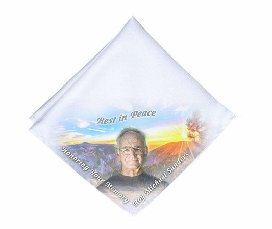 Mountaintop Horizon Personalized Memorial Handkerchief - Celebrate Prints