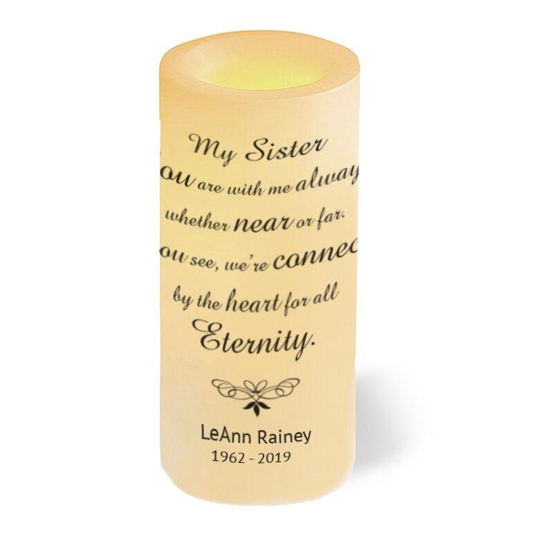 My Sister Personalized Flameless LED Memorial Candle - Celebrate Prints