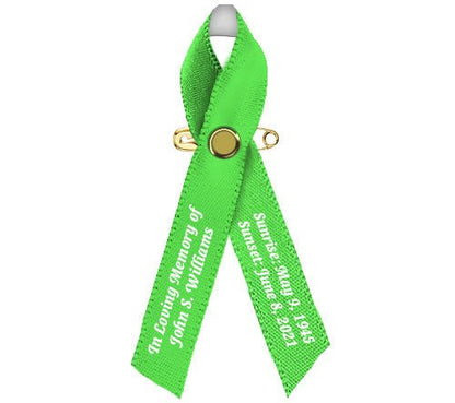 Non Hodgkin Lymphoma Cancer Ribbon Personalized (Lime Green) - Pack of 10 - Celebrate Prints