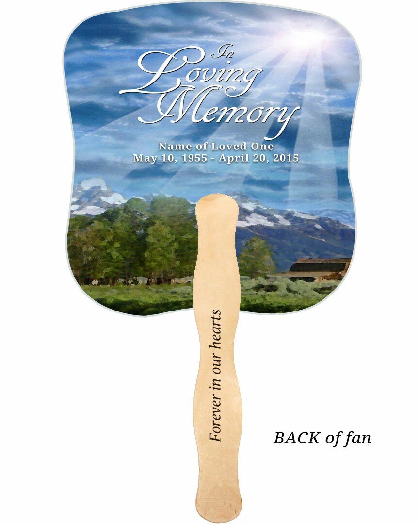Outdoor Memorial Fan With Wooden Handle (Pack Of 10) - Celebrate Prints