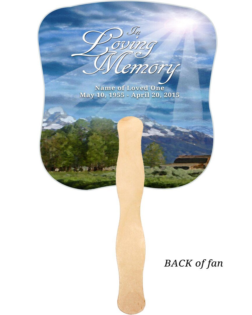 Outdoor Memorial Fan With Wooden Handle (Pack Of 10) - Celebrate Prints