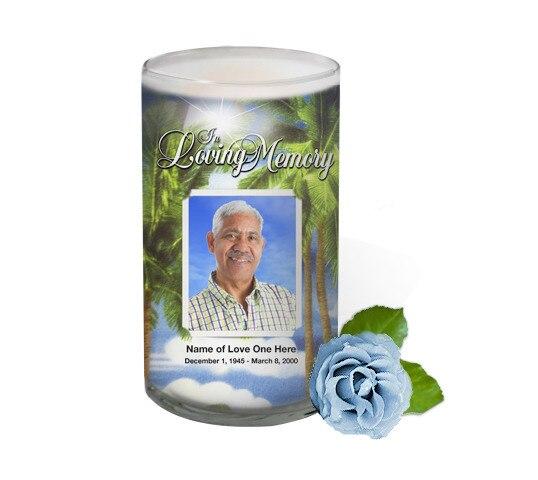 Paradise Personalized Glass Memorial Candle - Celebrate Prints