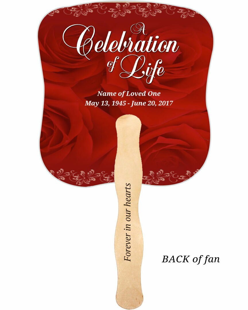 Passion Memorial Fan With Wooden Handle (Pack Of 10) - Celebrate Prints