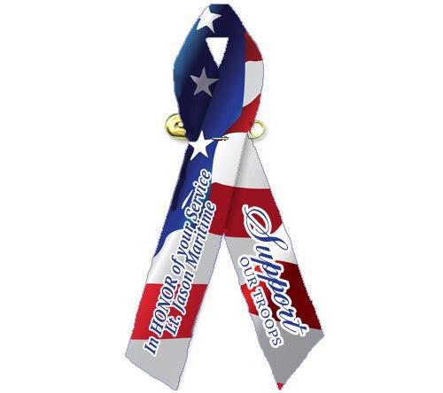 Patriotic Support Our Troops Ribbon (U.S. Flag) - Pack of 10 - Celebrate Prints