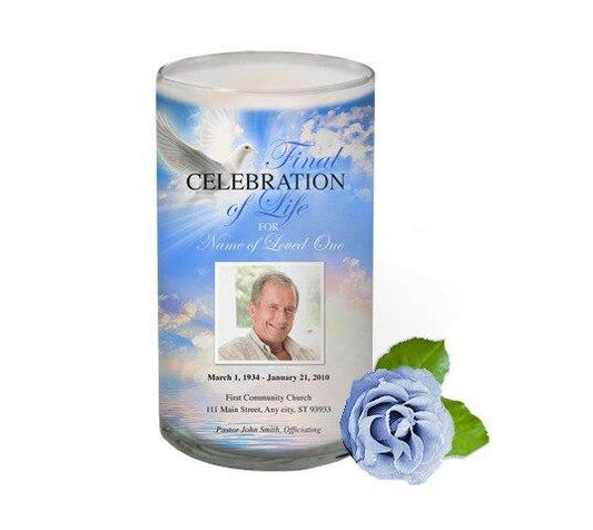 Peace Personalized Glass Memorial Candle - Celebrate Prints