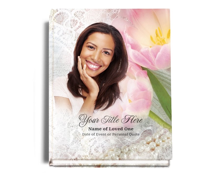 Pearls Perfect Bind Memorial Funeral Guest Book - Celebrate Prints