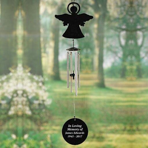 Personalized Angel Silhouette In Loving Memory Memorial Wind Chime - Celebrate Prints