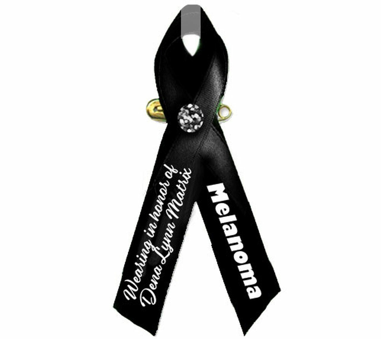 Personalized Awareness Melanoma Cancer Ribbon (Black) - Pack of 10 - Celebrate Prints