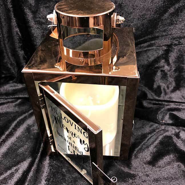 Personalized Beautiful Life Rose Gold Metal Lantern With LED Candle - Celebrate Prints