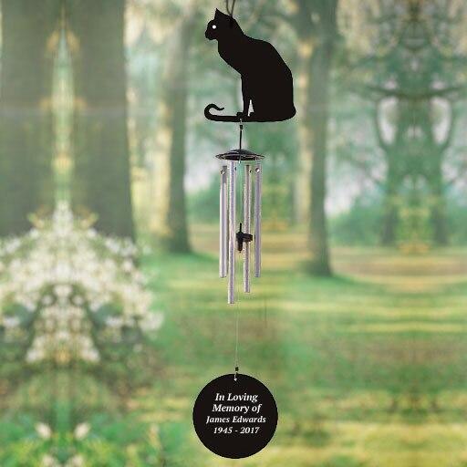 Personalized Cat Silhouette In Loving Memory Memorial Wind Chime - Celebrate Prints