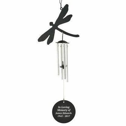Personalized Dragonfly Silhouette In Loving Memory Memorial Wind Chime - Celebrate Prints