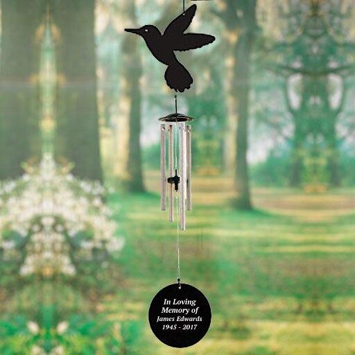 Personalized Hummingbird Silhouette In Loving Memory Memorial Wind Chime - Celebrate Prints