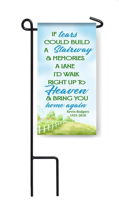 Personalized If Tears Stairway Mini Memorial Flag With Stand - Celebrate Prints