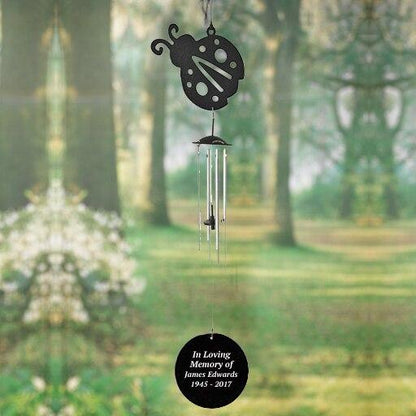 Personalized Lady Bug Silhouette In Loving Memory Memorial Wind Chime - Celebrate Prints