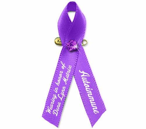 Personalized Lupus Awareness Ribbon (Purple) - Pack of 10 - Celebrate Prints