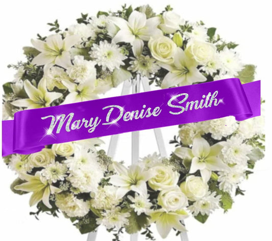 We Will Miss You Funeral Flowers Ribbon Banner - Celebrate Prints