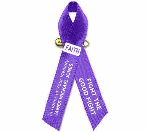 Personalized Pancreatic Cancer Ribbon (Purple) - Pack of 10 - Celebrate Prints