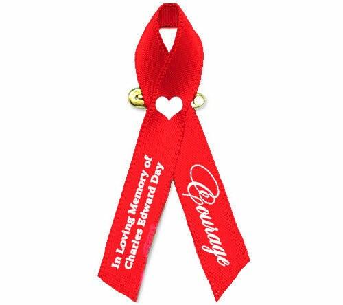 Personalized Stroke, Heart Disease Personalized Awareness Ribbon (Red) - Pack of 10 - Celebrate Prints