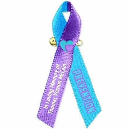 Personalized Suicide Awareness Ribbon (Purple-Teal) - Pack of 10 - Celebrate Prints