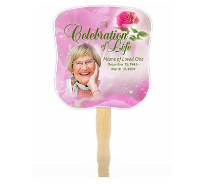 Petals Memorial Fan With Wooden Handle (Pack Of 10) - Celebrate Prints