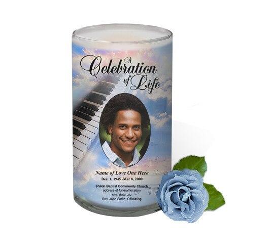Piano Ivory Personalized Glass Memorial Candle - Celebrate Prints