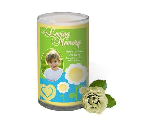 Playful Personalized Glass Memorial Candle - Celebrate Prints