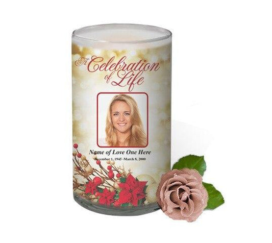 Poinsettia Personalized Glass Memorial Candle - Celebrate Prints