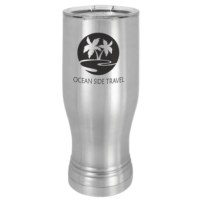 Powder Coated Stainless Steel Pilsner with Clear Lid - Celebrate Prints