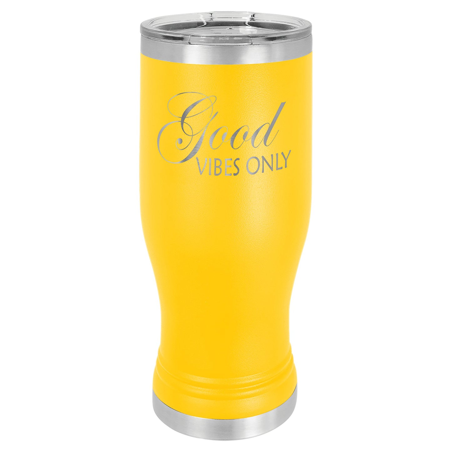 Powder Coated Stainless Steel Pilsner with Clear Lid - Celebrate Prints