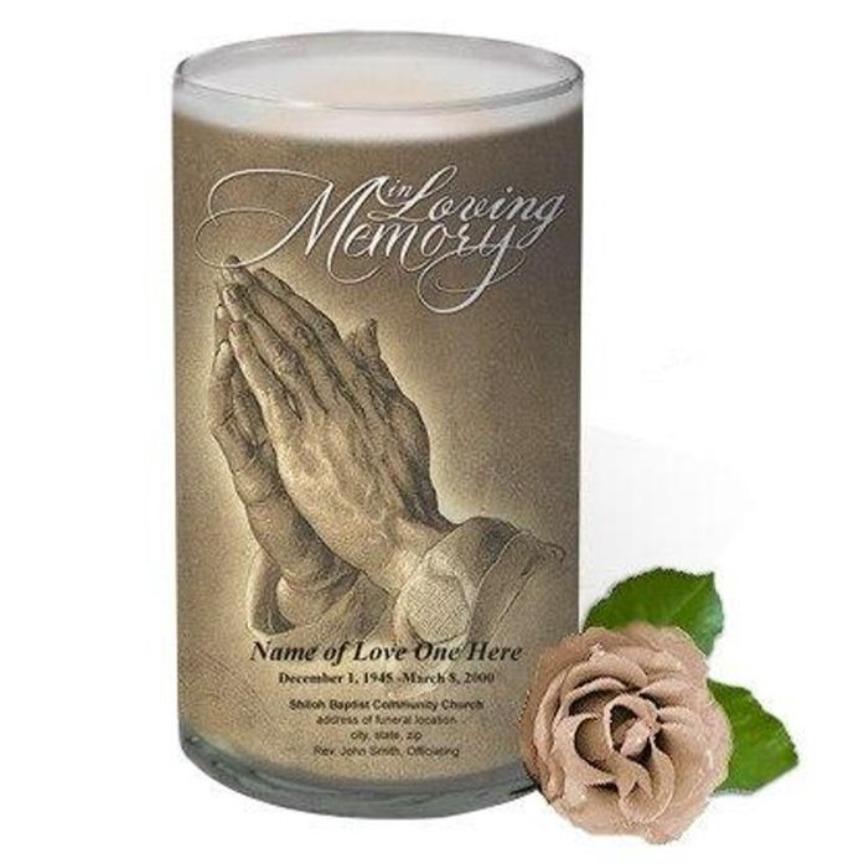Prayer Personalized Glass Memorial Candle - Celebrate Prints