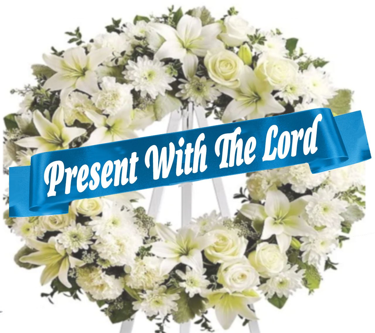 Present With The Lord Funeral Ribbon Banner For Flowers - Celebrate Prints