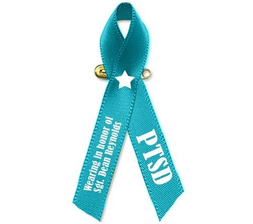 PTSD Awareness Personalized Ribbon (Teal) - Pack of 10 - Celebrate Prints