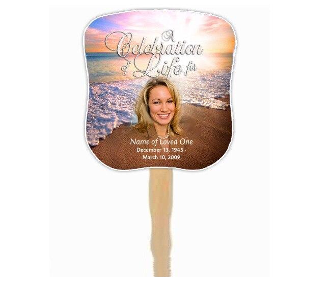 Radiance Memorial Fan With Wooden Handle (Pack Of 10) - Celebrate Prints
