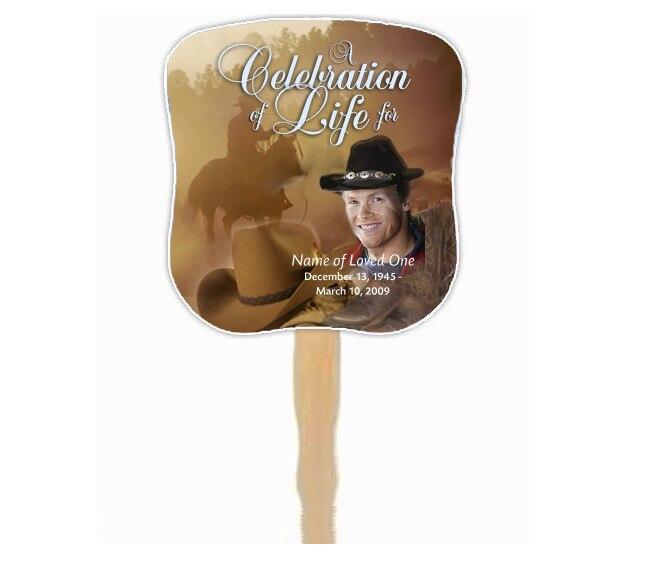Ranch Memorial Fan With Wooden Handle (Pack Of 10) - Celebrate Prints