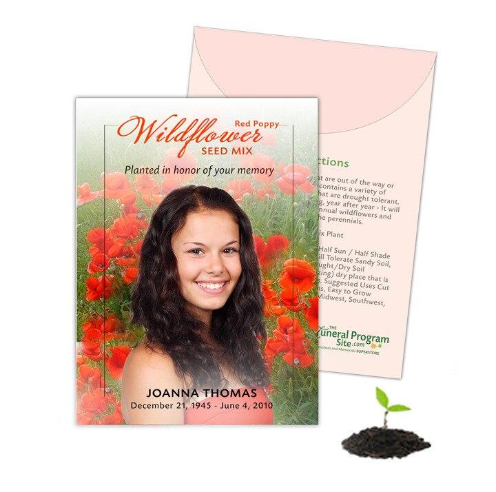 Red Poppy Custom Wildflower Seed Packet (Pack of 10) - Celebrate Prints
