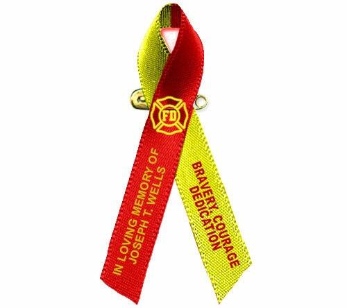 Red Yellow Awareness Ribbon Fireman/Firefighter - Pack of 10 - Celebrate Prints